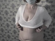 Mature BBW MILF gets naked and shows her big saggy soft natural tits. 6/16