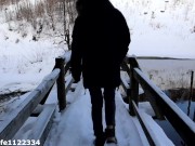Risky public deepthroat blowjob in beautiful winter landscape 1/16