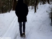 Risky public deepthroat blowjob in beautiful winter landscape 2/16