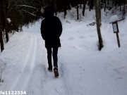 Risky public deepthroat blowjob in beautiful winter landscape 3/16