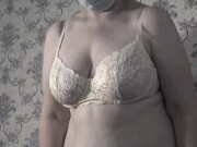 Trying on bras mature bbw milf with big saggy natural tits. 14/16