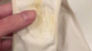 Showing up close Very Dirty Panties and pissing in them