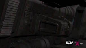 A hot horny girl gets fucked by 3d dickgirl in a spaceship