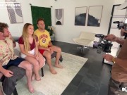 Bisexual MMF threesome. Hot Huge Natural tits milf enjoys bi guys! 6/16