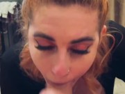 Milf gives eye contact during blowjob .. facial ending on OF @amyymikee 12/16