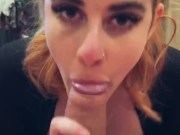 Milf gives eye contact during blowjob .. facial ending on OF @amyymikee 9/16