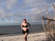 Showing off my naked body on the beach 6/16