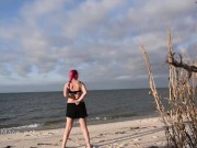 Showing off my naked body on the beach 8/16