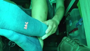 SMELL MY SOCKS AND MY FEET UNDER MY DESK