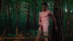 jerking of and cumming in the forest