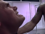 Muscular stud tormented with clothespins and icy hot on his balls 15/16