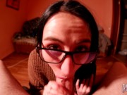 Nerdy Girl in Glasses Sucks Cock in POV - Black Lynn 12/16