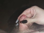 Helping Hand with Long Nails on the couch cum relief for Small Cock *The biggest Cumblast recorded* 2/16