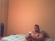 Fucking Fleslight jet while wtaching porn 16/16