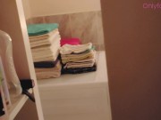 STEPSISTER MASTUBATES BATHROOM, join her discreetly BIG COCK 1/16