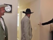 Brunette MILF threesome fucks after BJ 2/16