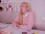 Helping my stepsister with homework but she's too distracted with vibro plug in her ass! 1/16