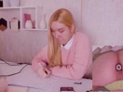 Helping my stepsister with homework but she's too distracted with vibro plug in her ass! 2/16