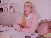 Helping my stepsister with homework but she's too distracted with vibro plug in her ass! 3/16