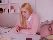 Helping my stepsister with homework but she's too distracted with vibro plug in her ass! 7/16