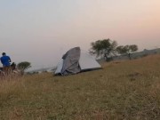 Outdoo in the tent at evening in a peaceful environment 10/16