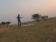 Outdoo in the tent at evening in a peaceful environment 4/16