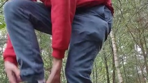 Stripping and masturbating nude in the forest