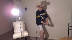 Cowboy MAOLO! From Shorts to Naked & Hard!