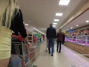 No panties, short dressin, flashing public in supermarket. 16/16