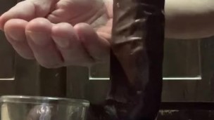 Failed wife’s week long edge challenge, she ordered me to use my cum and jerk off her BBC dildo