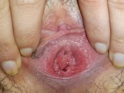 Pulling hairy pussy lips CLOSE UP 14/16