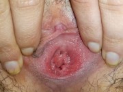 Pulling hairy pussy lips CLOSE UP 15/16