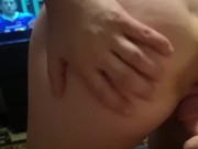 Amelia squats on big cock and take it all in her ass 3/16