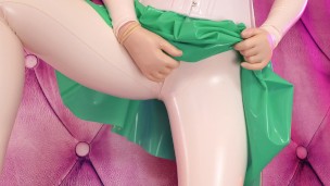 White Latex Rubber Catsuit Medical Fetish Tease Video - Sexy Pin Up MILF