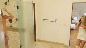 SPYFAM Stepdaughter Sneaks Into Shower With Stepdad
