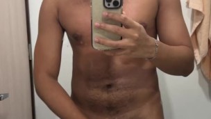 Latín Guy Enjoying His Dick Before Taking a Shower
