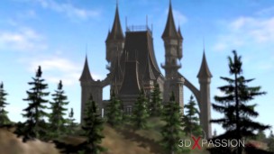 A sexy busty hottie gets fucked hard by 3d futanari in the medieval throne chamber
