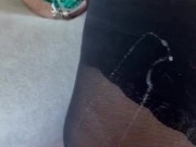 little blowjob break and cumshot on the buttocks with pantyhose 16/16