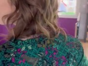 little blowjob break and cumshot on the buttocks with pantyhose 2/16