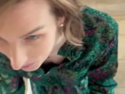 little blowjob break and cumshot on the buttocks with pantyhose 3/16