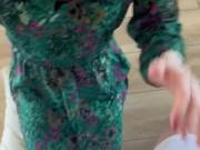 little blowjob break and cumshot on the buttocks with pantyhose 4/16