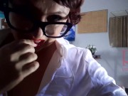 Naked lady boss in the office without panties. The bitch dresses in an office suit and plays with in 11/16