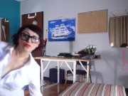 Naked lady boss in the office without panties. The bitch dresses in an office suit and plays with in 8/16