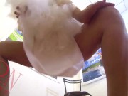 Photo shot. Bride in white dress and have no panties in art gallery.1 16/16