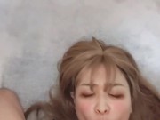 Japanese shaved girl sucks stinky big cock and gets creampied 10/16