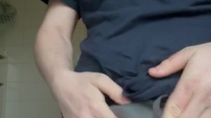 Stripped down in the bathroom and jerked off
