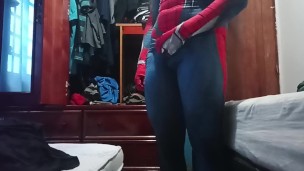 Masturbating in my spiderman suit