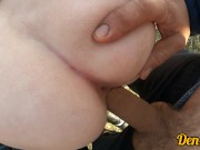 cutie in a leather jacket has hard anal sex on a scooter to wash her face with cum 13/16