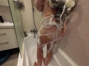 Step sis in bathroom. 4K slowmotion closeup 6/16