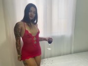 De langerie vermelha toda tatuada dando de 4 pra esse 😈😈💦 1/16